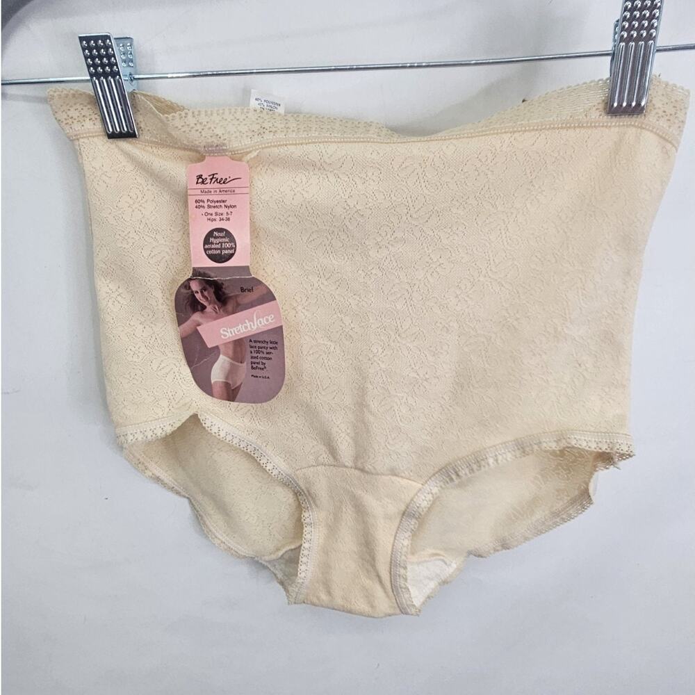 Vintage Be Free Womens Brief Underwear Blue USA MADE Lace Trim NEW Size 5-7